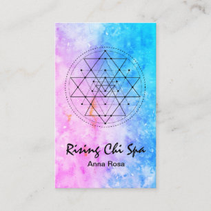 *~* Reiki Yoga Watercolor Sacred Geometry Business Card