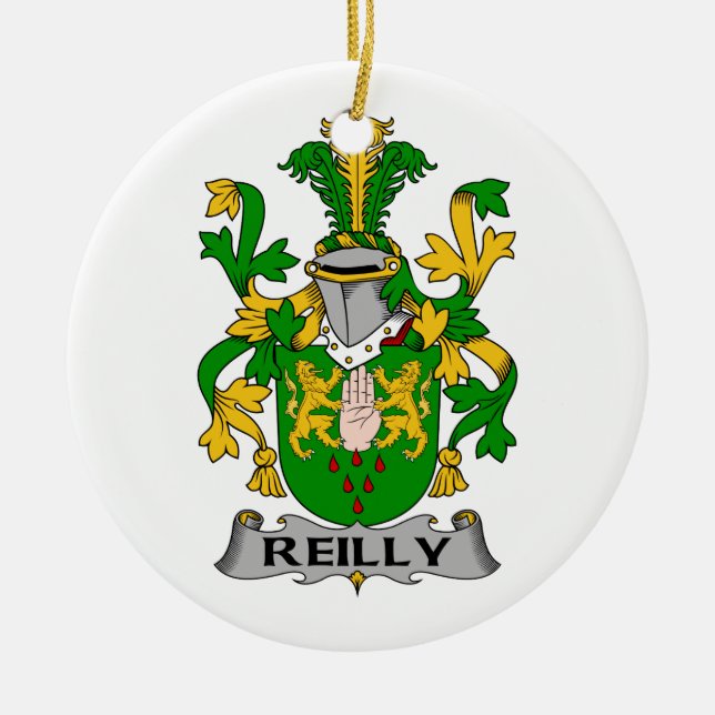 Reilly Family Crest Ceramic Tree Decoration (Front)