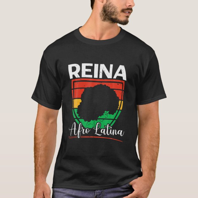Reina Afro Latina African American Black History M T-Shirt (Front)