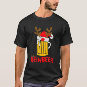 Reinbeer Santa Claus Reindeer Drinking Beer Funny T-Shirt