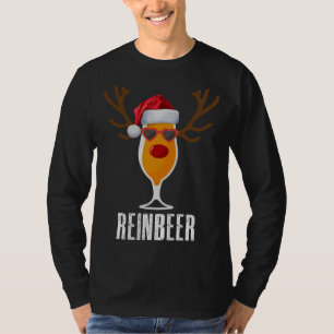 Reinbeer Santa's Hat Reindeer Beer Glass Christmas T-Shirt