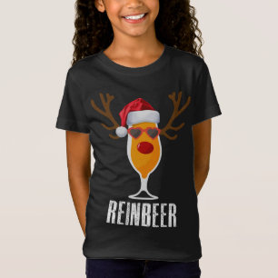 Reinbeer Santa's Hat Reindeer Beer Glass Christmas T-Shirt