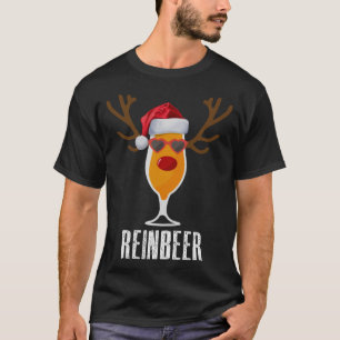 Reinbeer Santa's Hat Reindeer Beer Glass Christmas T-Shirt