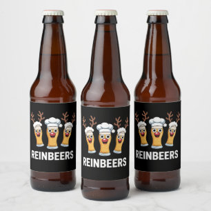 Reinbeers Funny Reindeer Beer Christmas Drinking  Beer Bottle Label