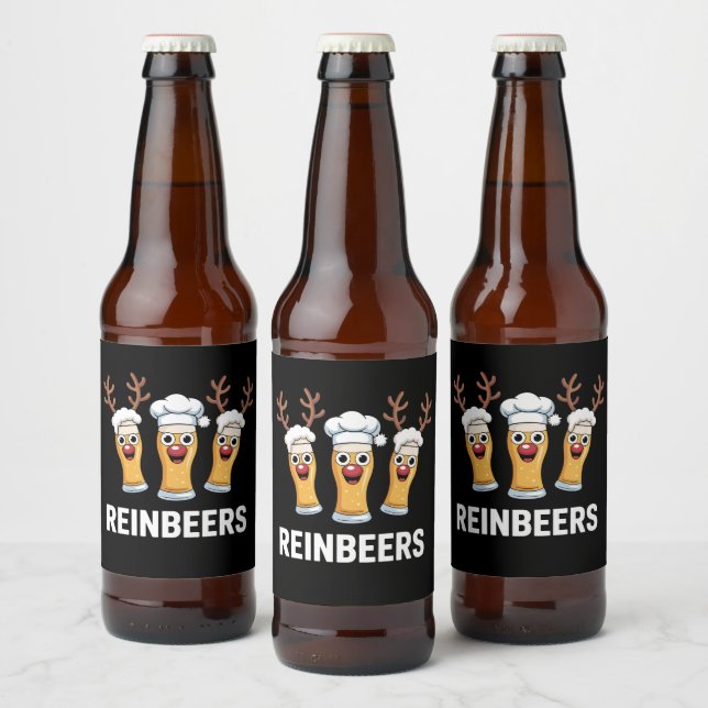 Reinbeers Funny Reindeer Beer Christmas Drinking  Bottle Label (Bottles)