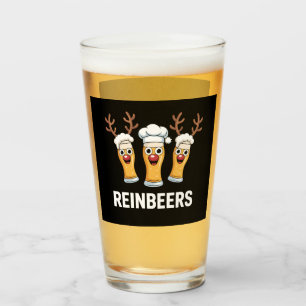 Reinbeers Funny Reindeer Beer Christmas Drinking Glass