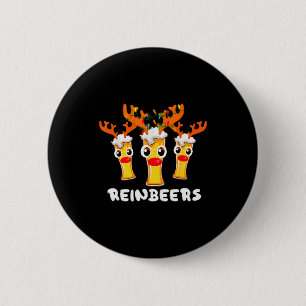 Reinbeers Funny Reindeer Beer Christmas Drinking X 6 Cm Round Badge