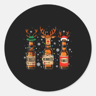 Reinbeers Funny Reindeer Beer Christmas Drinking X Classic Round Sticker