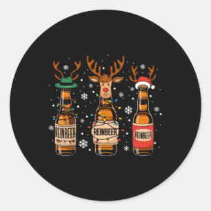 Reinbeers Funny Reindeer Beer Christmas Drinking X Classic Round Sticker
