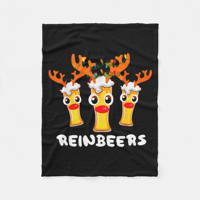 Reinbeers Funny Reindeer Beer Christmas Drinking X Fleece Blanket (Front)