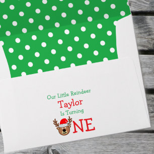 Reindeer 1st Birthday Envelope