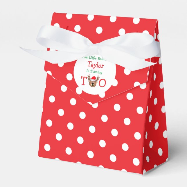 Reindeer 2nd Birthday Favour Box (Front Side)