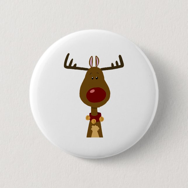 Reindeer 6 Cm Round Badge (Front)