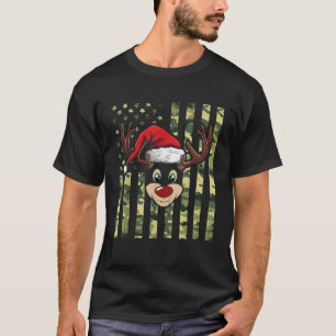 Reindeer American Flag Christmas Pajama X Mas Vete T-Shirt