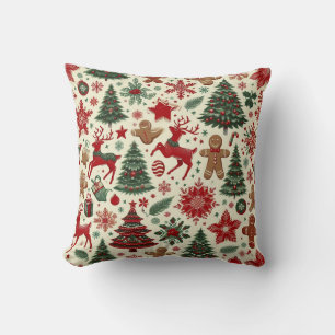 Reindeer and Christmas tree Holiday decor Cushion