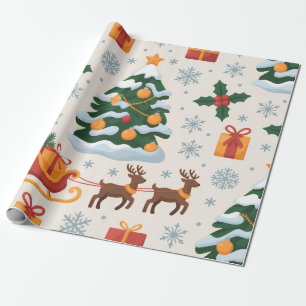 Reindeer and Christmas Tree Wrapping Paper