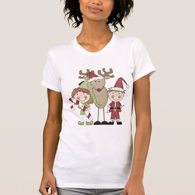 Reindeer and Elves T-shirts and Gifts (Front)