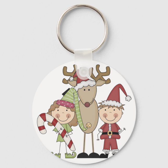 Reindeer and Elves T-shirts and Gifts Key Ring (Front)