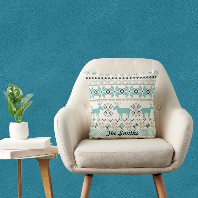 Reindeer and Nordic Snowflake Sweater-like Pattern Cushion (Creator Uploaded)