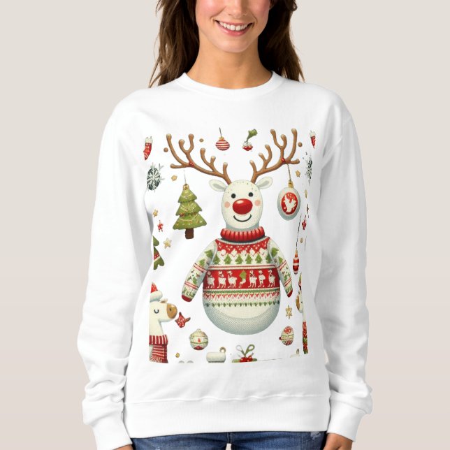 Reindeer and Ornaments Sweatshirt (Front)