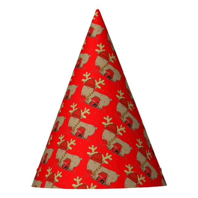 Reindeer and Penguin Party Hat (Front)