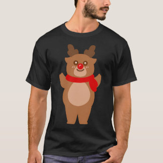 Reindeer And Rudolph Christmas Cartoon Hand Drawn  T-Shirt