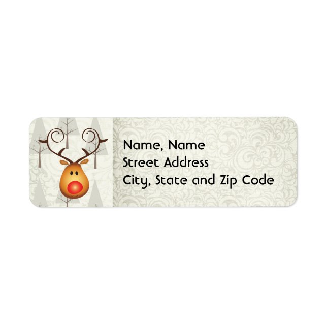 Reindeer and Santa Christmas Address Label (Front)