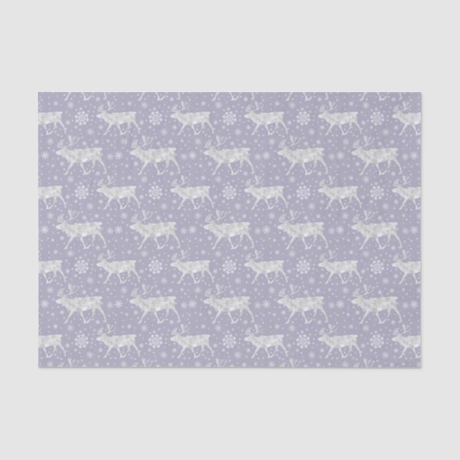 Reindeer and Snowflakes Pattern on Grey/Lavender Tissue Paper (Front)