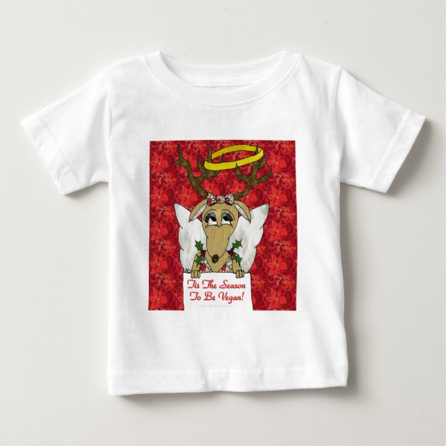 Reindeer Angel Tis The Season to Be Vegan Baby T-Shirt (Front)