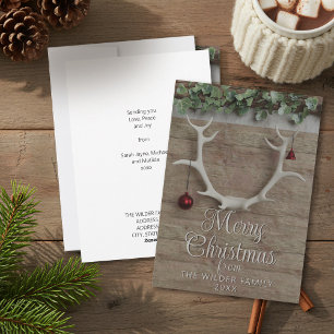 Reindeer Antlers Non Photo Christmas Holiday Card