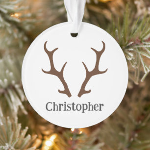 Reindeer Antlers Personalised Name Holiday Ornament
