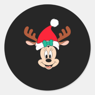 Reindeer Antlers Santa Hat  Classic Round Sticker