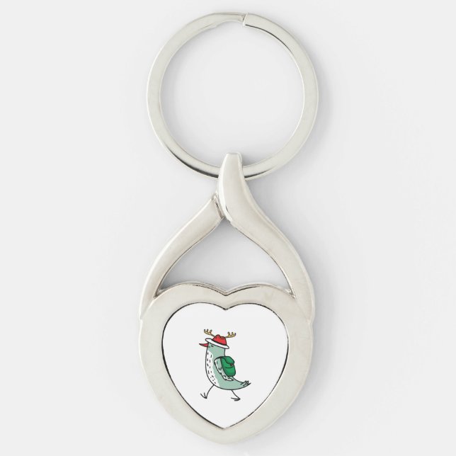 Reindeer as a Christmas bird Key Ring (Front)