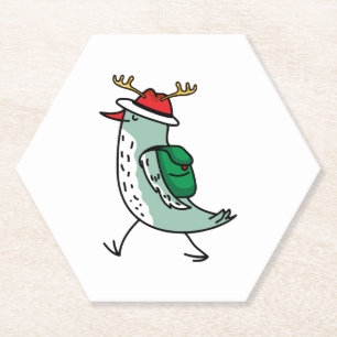 Reindeer as a Christmas bird Paper Coaster