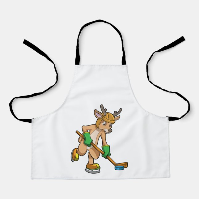 Reindeer at Ice hockey with Hockey stick Apron (Front)