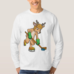 Reindeer at Ice hockey with Hockey stick T-Shirt