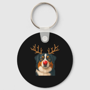 Reindeer Australian Shepherd Christmas Aussie Dog Key Ring