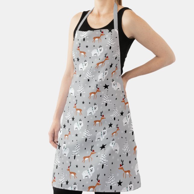 Reindeer, Bears and Christmas Trees  Apron (Insitu)