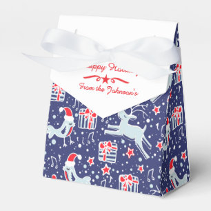 Reindeer bird blue red Christmas gift box