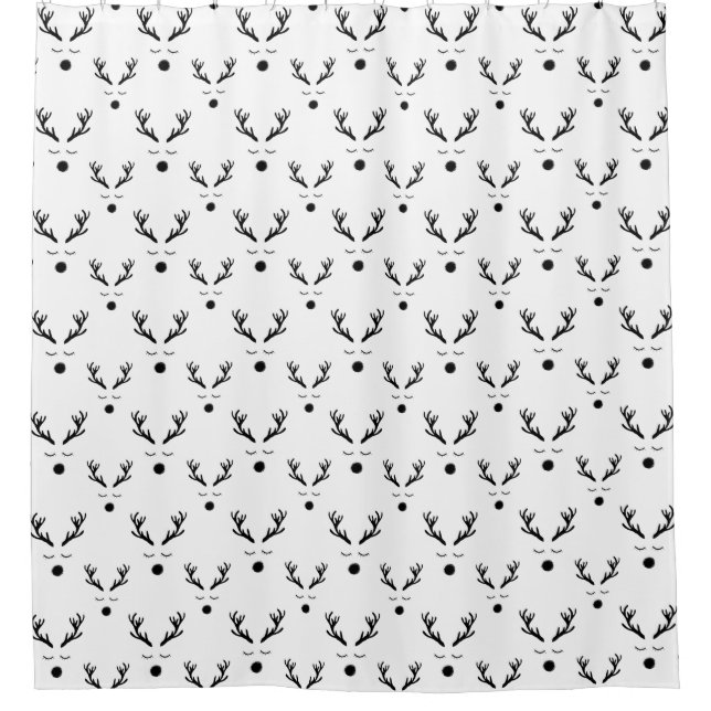 Reindeer Black and White Pattern Shower Curtain (Front)