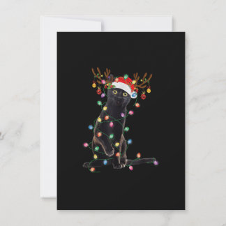 Reindeer Black Cat Christmas Lights Funny Cat Love Invitation