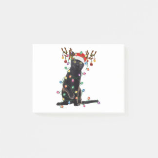 Reindeer Black Cat Christmas Lights Funny Cat Love Post-it Notes
