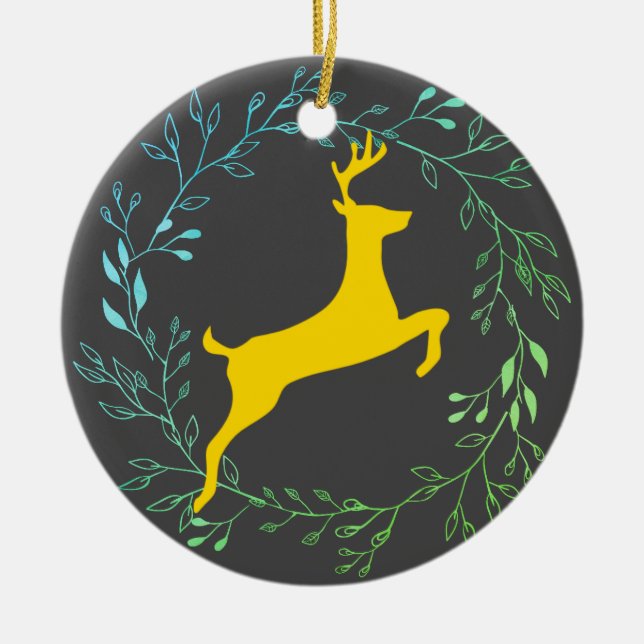 Reindeer - Blitzen Ceramic Tree Decoration (Front)