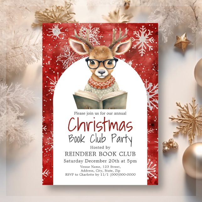 Reindeer Book Club Christmas Party Invitation (Creator Uploaded)