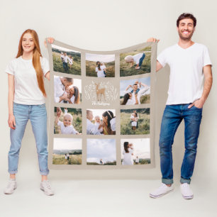 Reindeer botanical elegant 11 photo modern natural fleece blanket