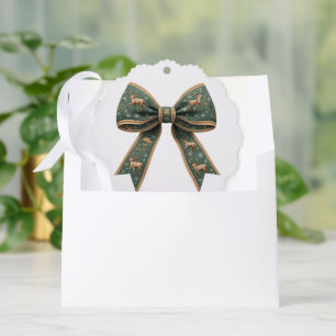 Reindeer Bow Christmas Holiday Tree Decoration Card