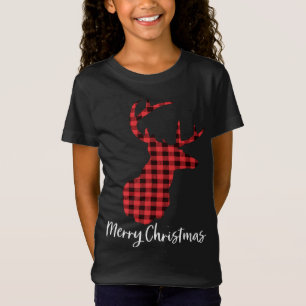 Reindeer Buffalo Plaid Merry Christmas product T-Shirt