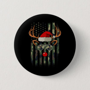 Reindeer Camo American Flag Christmas Pajama X-mas 6 Cm Round Badge