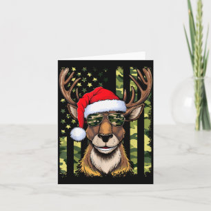 Reindeer Camo American Flag Christmas Pajama X-mas Card