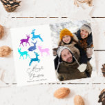 Reindeer Candy Pastel Christmas Photo Holiday Card<br><div class="desc">Fun and festive Christmas photo card featuring candy pastel colour silhouette of reindeer. Add your family photo.</div>
